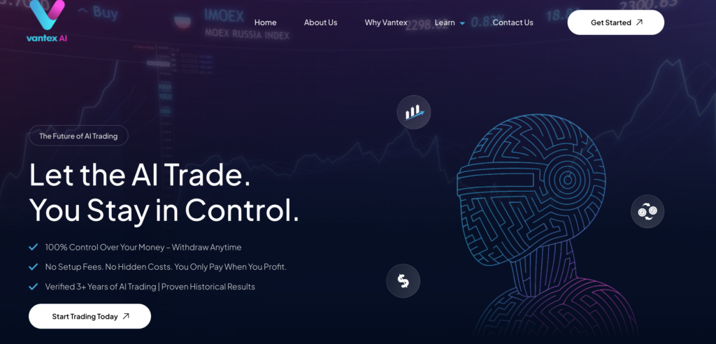Vantex AI trading platform website