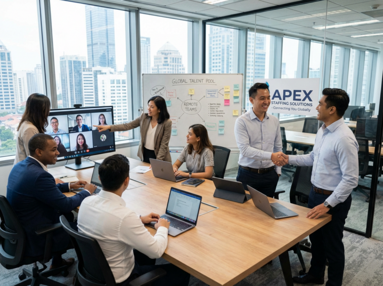 Team meeting with colleagues joining by video