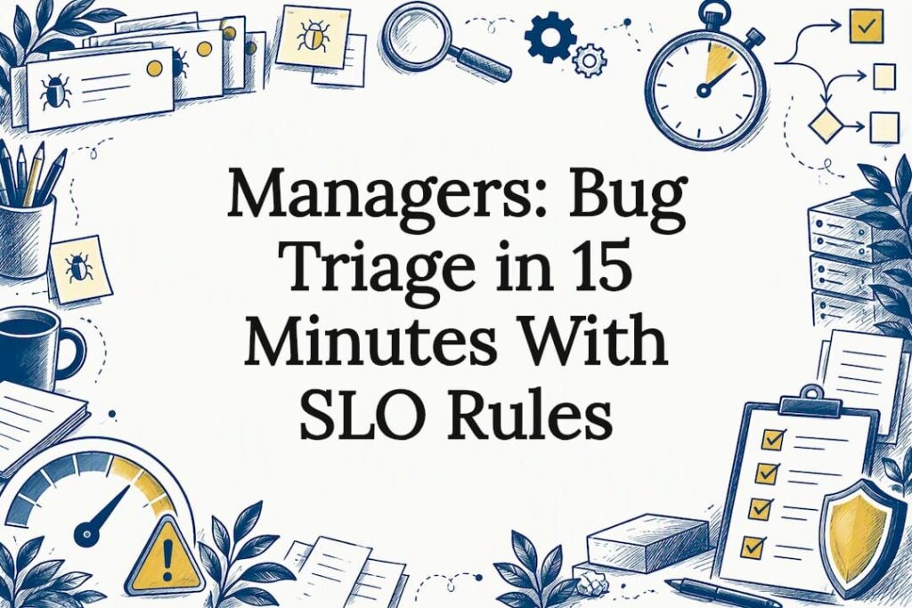 Bug triage title card with decision sketches
