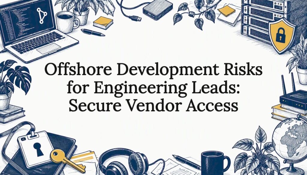 Hand-drawn security objects frame the title