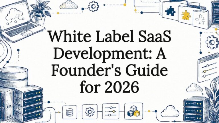 Sketch motifs framing white label SaaS title