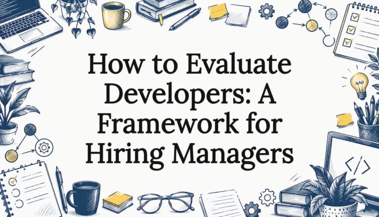 Sketch accents framing a hiring framework title