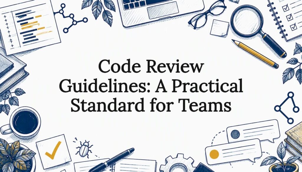Hand-drawn code review title card frame